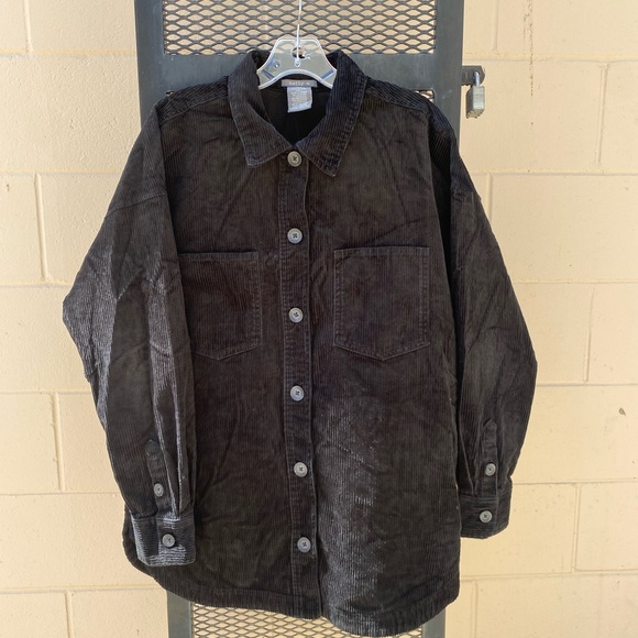 Matty M Black Corduroy Button Down Shirt Jacket - Picture 2 of 5